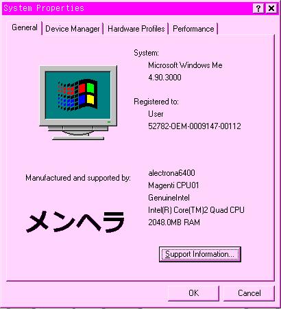Windows Me on my custom-built legacy PC 'Magenti'